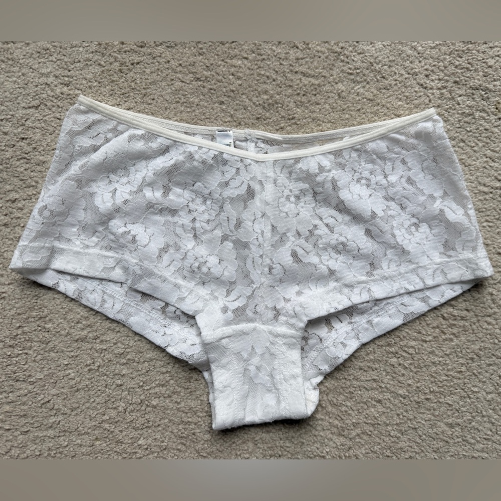 Vintage Enchanting White French Lace Bikini Nylon Panties Panty Floral Mesh S/5